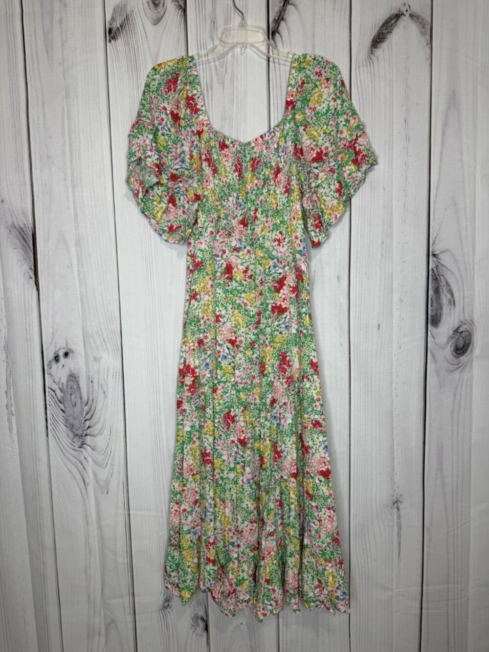 Gigio USA Floral Smocked Maxi Dress Sz M Rayon Boho Fairycore Coquette